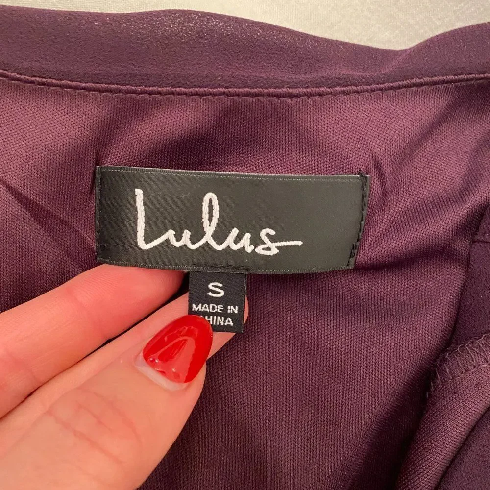 Lulu's Purple Long Sleeve V-Neck Cold Shoulder Shift Dress - Picture 7 of 9